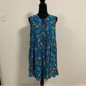 Umgee Dress Women’s Size Medium Blue Sleeveless Floral print Dress